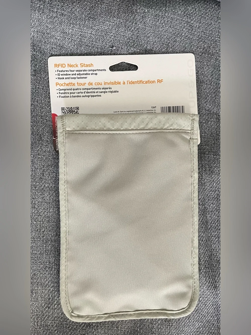 Lewis N Clark RFID Neck Stash Travel Wallet Hidden Passport Holder NWT Gray